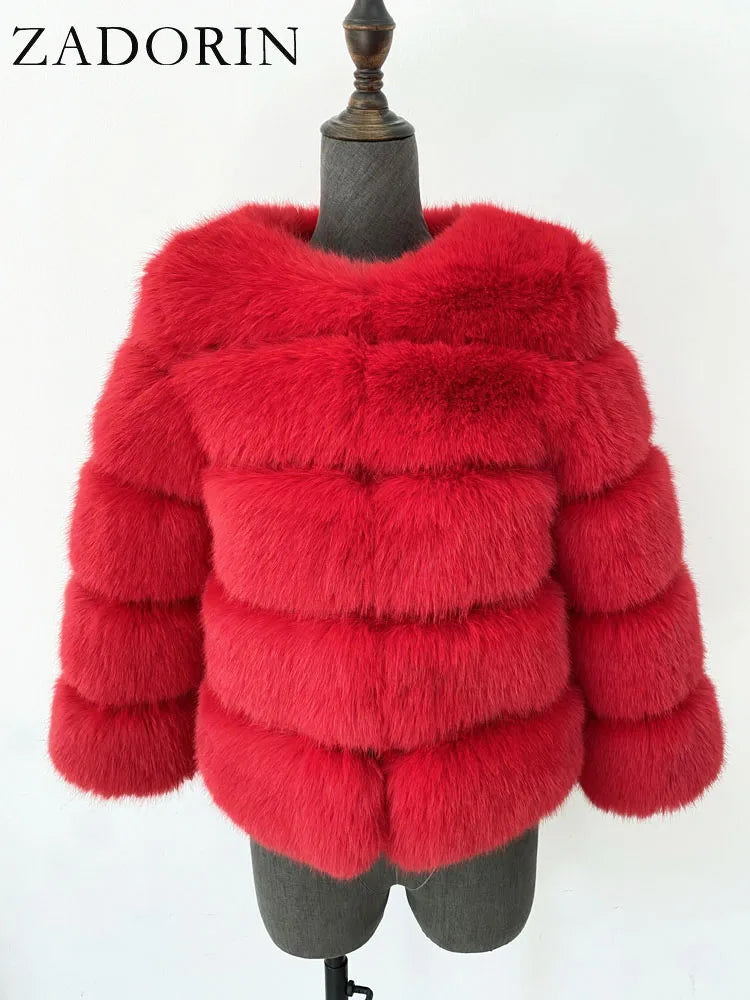 ZADORIN S-6XL Mink Coat Winter Black White Faux Fur Coat Woman Elegant Fluffy Faux Fur Jacket Top Short Fur Coats Woman Clothing - Matrix Studios