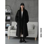 CHIC VEN Women Long Double-sided Woolen Coats Retro Loose Female Overcoat Double Breasted Ladies Windbreak Autumn Winter 2026 - Matrix-studios.com