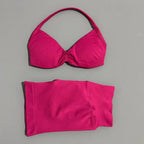 HISTELLO Gym Set 2 Piece Women Strappy Yoga Bra Top Workout Scrunch Shorts Sports Suit Fitness Clothes Seamless Yoga Set - Matrix-studios.com