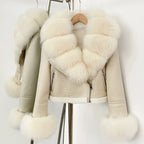 Reality Fur Jacket Winter Real Fur Cuffs Clothes Women Short Faux Leather Fake Fur Inner Jacket Female Thick Warm Fox Fur Coat - Matrix Studios