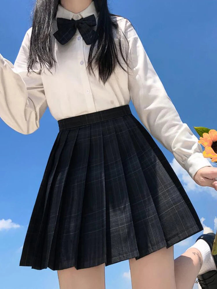 ZOKI Plaid Women Pleated Skirt Bow Knot Summer High Waist Preppy Girls Dance Mini Skirt Cute A Line Harajuku Sexy Japan Faldas - Matrix-studios.com