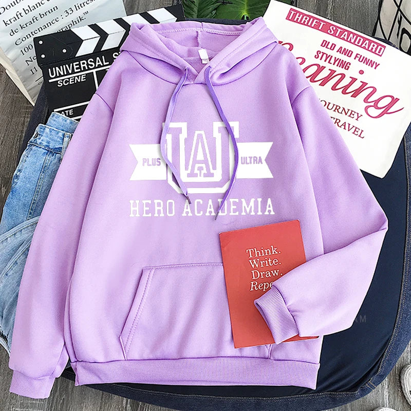 Harajuku Anime Manga UA My Hero Academia Logo Hoodies Sweatshirt Men Long Sleeve Streetwear Women Patchwork Winter Sweatshirts - Matrix Studios