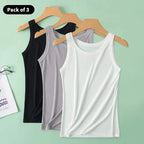 3-piece Ladies Solid Color Vest Fashion Joker Young Woman Threaded Camisole - Matrix-studios.com