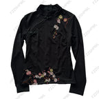Harajuku turtleneck sweater chic fashion retro Y2K aesthetic street style punk grunge floral pattern everyday women's streetwear - Matrix Studios