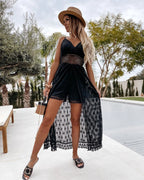 Summer V Neck Solid Color Lace Hollow-Out Sleeveless Sling Party Wear High Waist Rompers Holiday Casual White Women's Jumpsuit - Matrix Studios