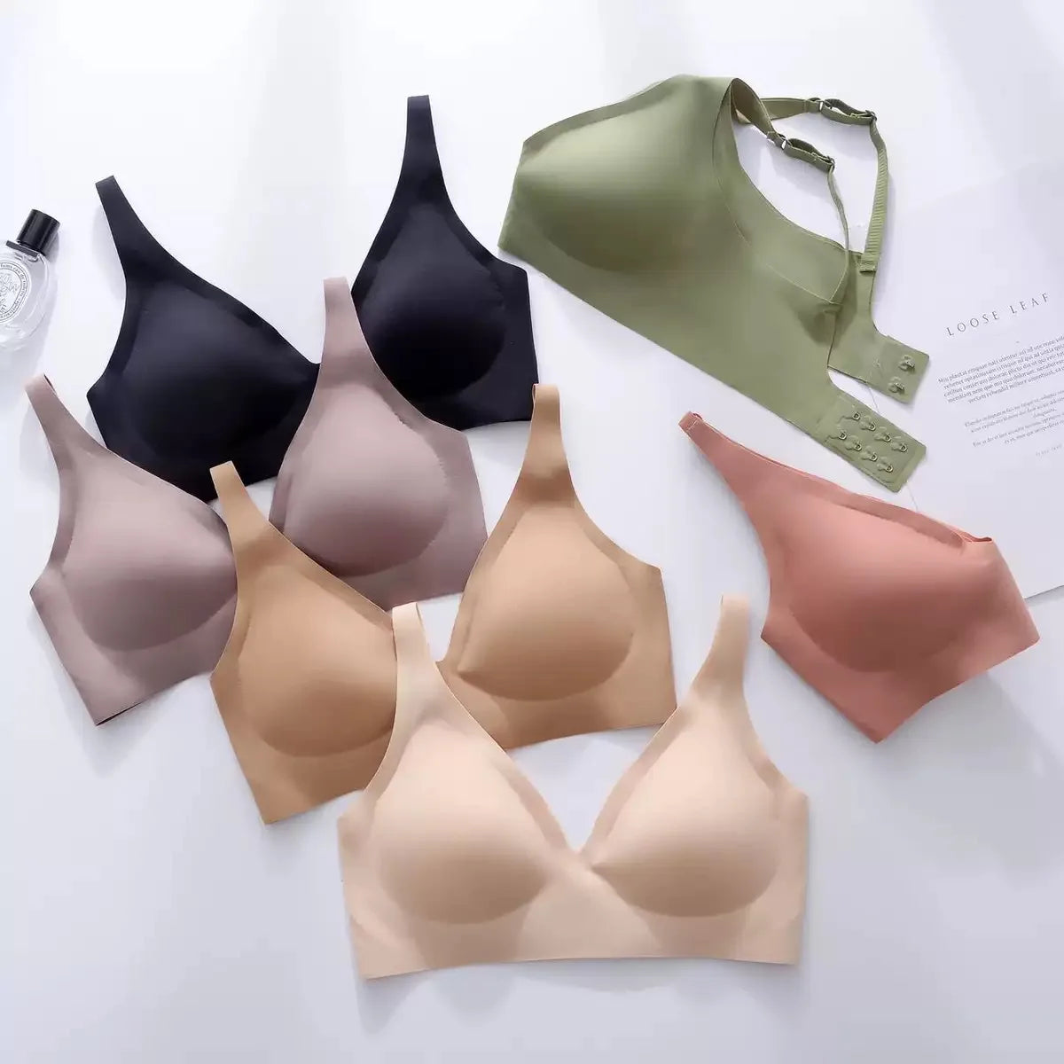 Soft Support Jelly Glue French Deep V Underwear Women's No Steel Ring Small Chest Gathered Comfortable Adjustment Seamless Bra - Matrix Studios