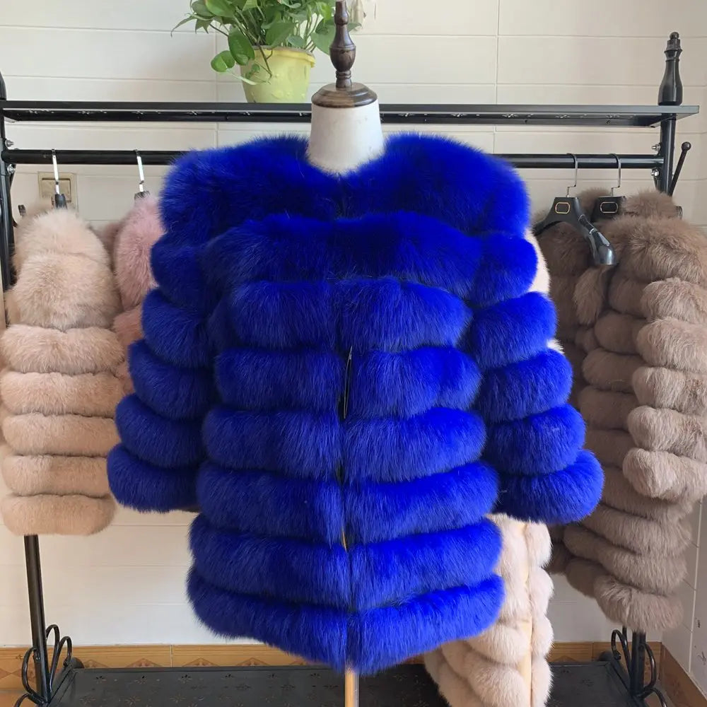 70CM 4in1 New Fast Shipping New Fashion Women Fashion Real Natural Fox Fur Long Coat Jacket for Winter Warm Over Coat - Matrix Studios