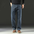 Spring and Autumn Men's Baggy Jeans Casual Straight Stretch Versatile Wide-leg Business Denim Pants Comfortable Loose Trousers - Matrix Studios