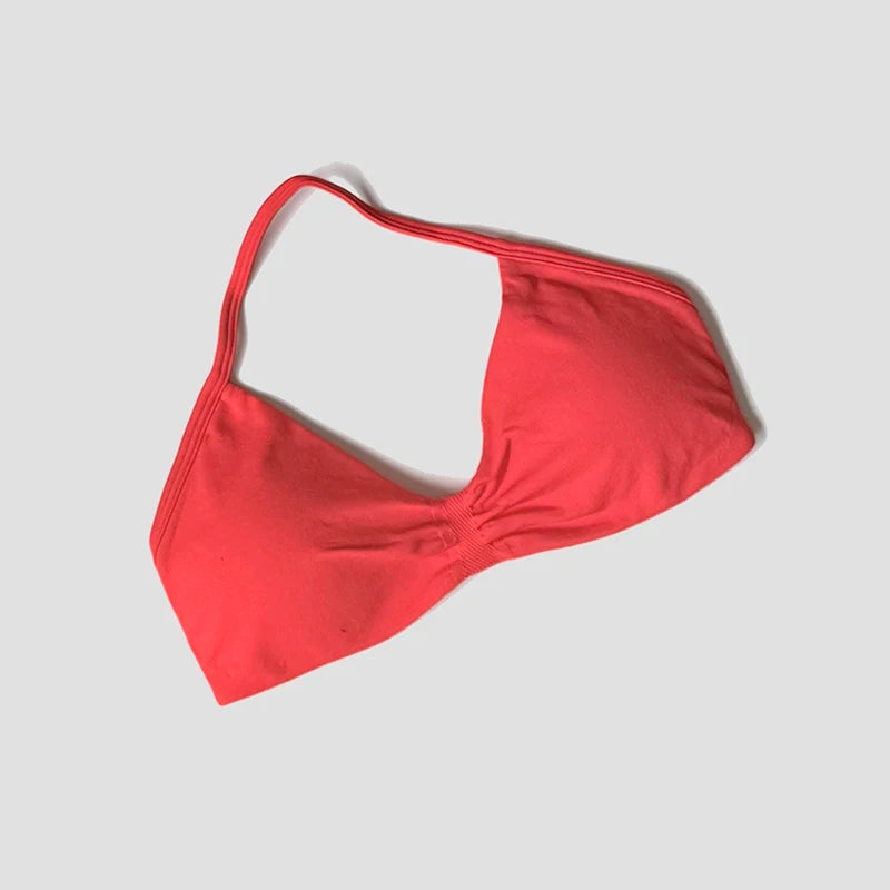 Women Halter Sports Bra Push Up Strappy Sexy Open Back Gym Crop Top Padded Seamless Workout Yoga Tank Tops - Matrix Studios