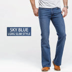 LGRG Mens Boot Cut Jeans Slightly Flared Slim Fit Blue Black Trousers Designer Classic Male Stretch Denim Pants - Matrix Studios
