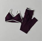 Seamless 2PCS Legging Sets Women's Strappy Sports Bras and Leggings High Waist Fitness Sculpt Leggings Running Pants Gym Suits - Matrix-studios.com