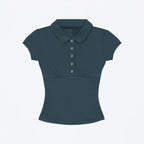 Tank Polo Collar Short-Sleeve T-Shirt, Slim-Fit Waist-Cinching Style, Slimming Hot Girl Style Crop Top, High-Elastic Slim-Fit Waist-Cinching Polo Shirt, Hot Girl Style for Layering or Wearing Alone - Matrix-studios.com