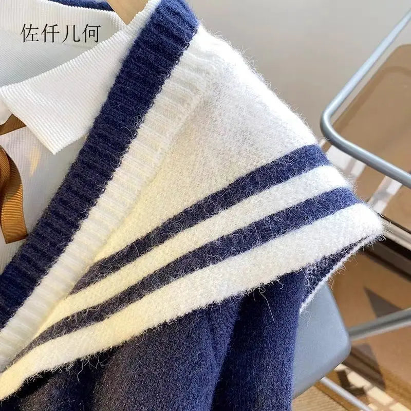 Sweet Sailor Collar Sweaters for Women 2025 New Loose College Style Cardigan Woman - Matrix Studios