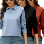 Solid Color Autumn Womens T-Shirt Soft Comfortable Polo Shirt All-Match Lapel Streetwear Unisex Hip Hop Woman Long Sleeve - Matrix-studios.com