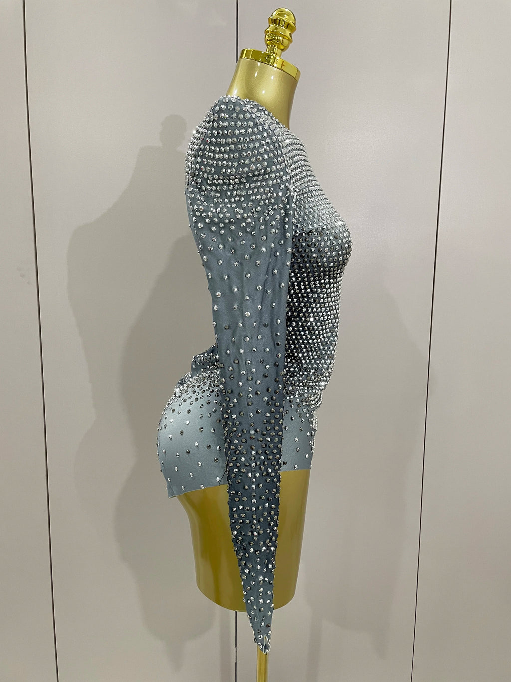 Sparkle Silver Rhinestones Long Sleeve Stretch Bodysuits 2025 New Women Evening Luxury Birthday Party Sexy Nightclub Stage Costu - Matrix Studios