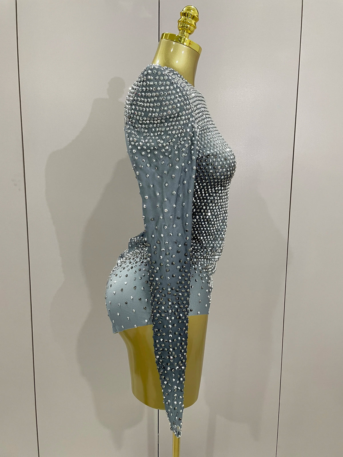 Sparkle Silver Rhinestones Long Sleeve Stretch Bodysuits 2025 New Women Evening Luxury Birthday Party Sexy Nightclub Stage Costu - Matrix Studios