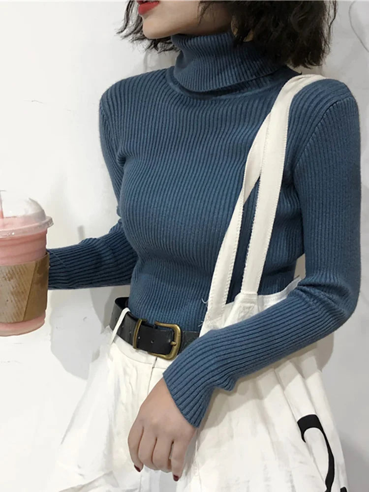 Turtleneck Sweater Womens 2026 Autumn Winter Tops Korean Slim Women Pullover Jumper Knitted Sweater Pull Femme Hiver Truien - Matrix-studios.com