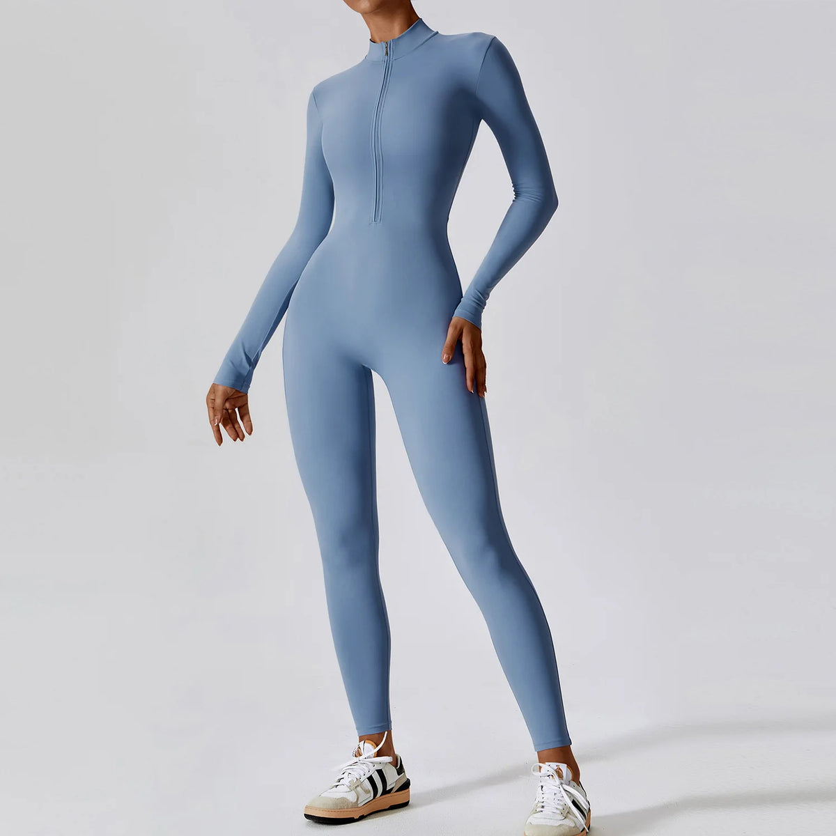 Yoga Boilersuit Long Sleeved Women's Sportswear Gym Zipper Jumpsuits Workout High-intensity Fitness One-piece Skin-tight Garment - Matrix-studios.com