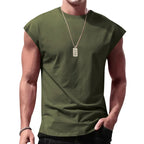 Men's Loose Short Sleeve T-Shirt round Neck Sleeveless Casual Breathable Summer Sports Basic Vest - Matrix Studios