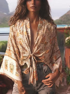 Boho Queens Kimono Cardigan Floral Short Robe Swimsuits Women Fashion Batwing Sleeves Rayon Bohemian Bikini Cover Ups Beachwear - Matrix Studios