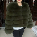 QUEENTINA Fox Fur Coat Real Winter Women'S Fashion Brown 2025 Leather And Skin Clothing Natural New In Coats & Jackets Outerwear - Matrix Studios