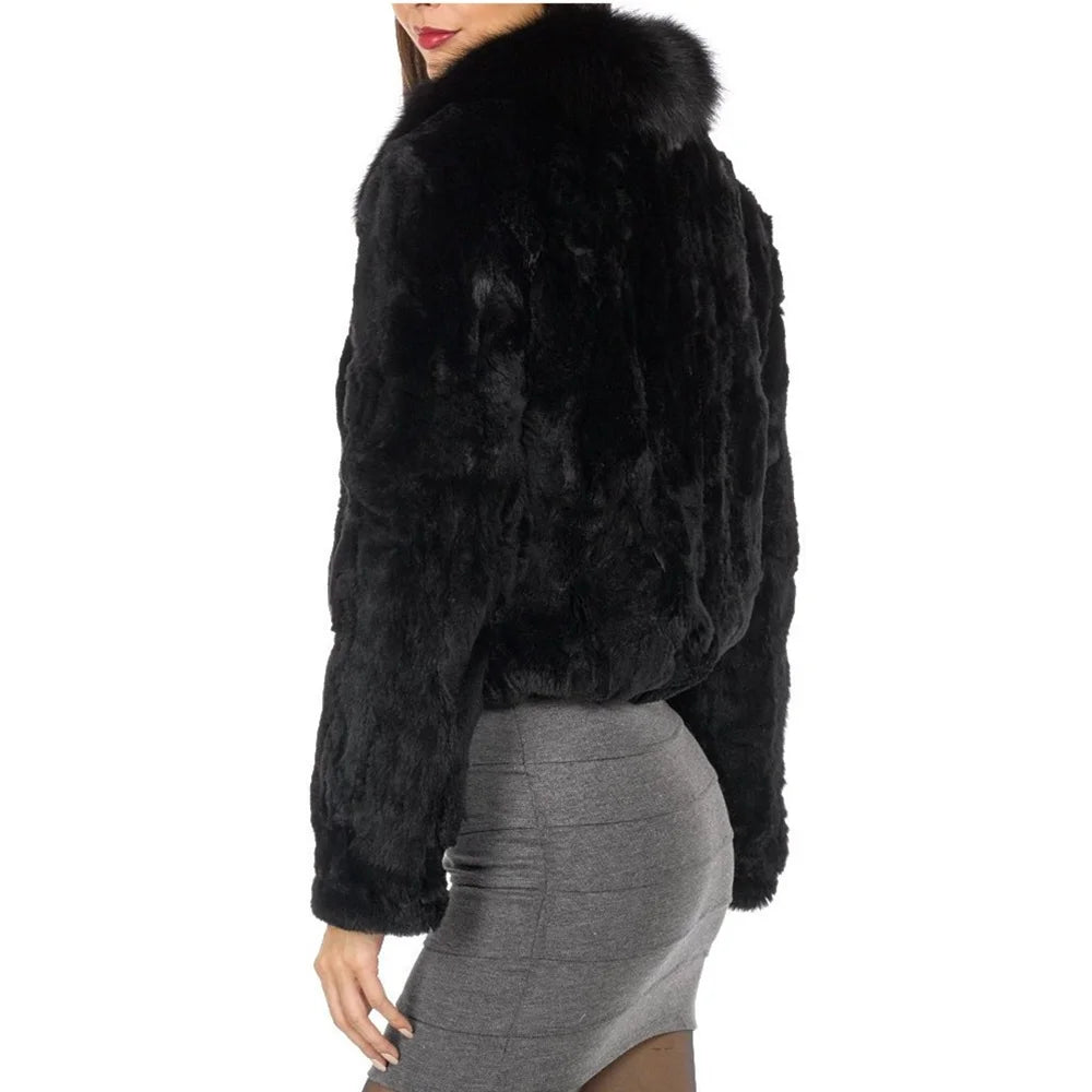 Fancy Rani Real Rabbit Fur Coat Women Winter Jacket Natural Leather And Fur Clothing Offer Female On - Matrix Studios