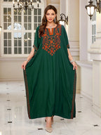 Women Embroidered Long Caftans Plus Size Kaftan Dresses Beach Bathing Suit Cover Up Moomoo Dress Moroccan Robe - Matrix Studios