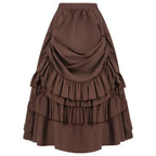 Brown Ruffled High Waisted Long Victorian Skirt Steampunk Skirts Womens Party Wear Gothic Vintage Clothes Medieval Costume Sexy - Matrix-studios.com