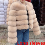 QUEENTINA Fox Fur Coat Long Sleeves Real Winter Women'S Brown 2025 Leather And Skin Clothing Natural New In Coats & Jackets - Matrix Studios