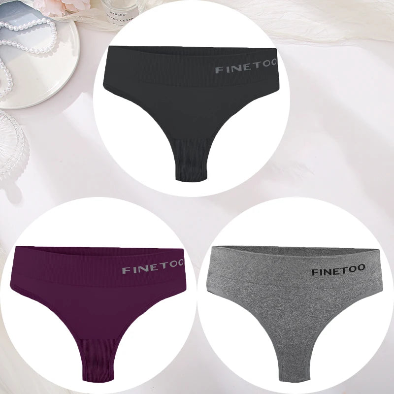 3PCS/Set Women's Panties Sexy Underwear FINETOO Large Size Thong Women Seamless Panties High Waist Girls Thongs M-2XL - Matrix Studios