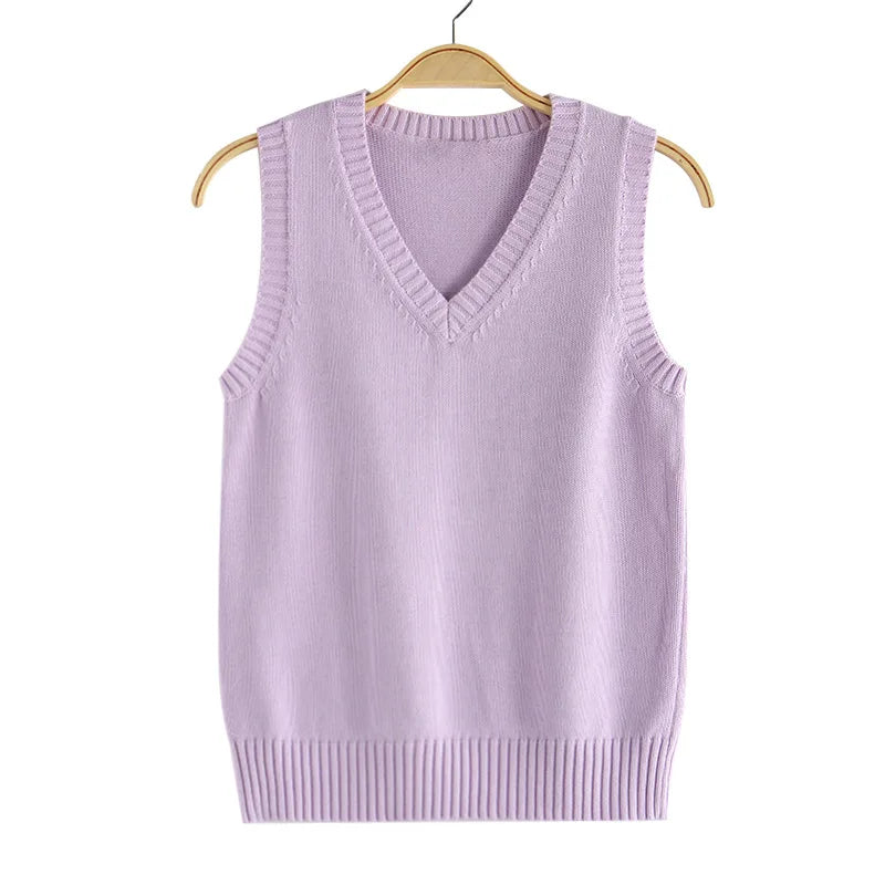 Preppy Style Teenager School Girls Uniform Sleeveless Sweaters Knitted Vest Students Y2K Lolita Pullover Waistcoat Women JK Tops - Matrix Studios