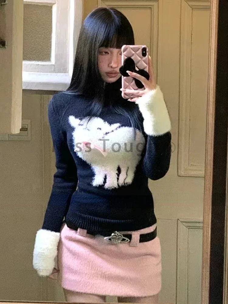 Winter Vingate New 2 Piece Set Women Patchwork Elegant Y2k Knitted Skirt Suit Female Korean Fashion Design Casual Belt Set 2025 - Matrix-studios.com