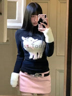 Winter Vingate New 2 Piece Set Women Patchwork Elegant Y2k Knitted Skirt Suit Female Korean Fashion Design Casual Belt Set 2025 - Matrix-studios.com