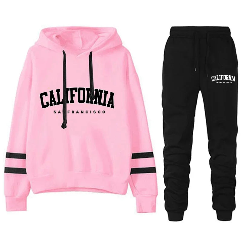 California Womens Tracksuit Casual Stripe Versatile Hooded Sweatshirt or Pants or Suit Simplicity Hot Sales Street Outfits S-3XL - Matrix-studios.com