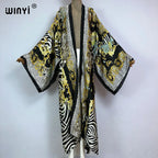 WINYI 2026 Summer Women Cardigan stitch Cocktail sexy Boho Maxi African Holiday Batwing Sleeve Silk feeling Robe kimono kaftan - Matrix Studios
