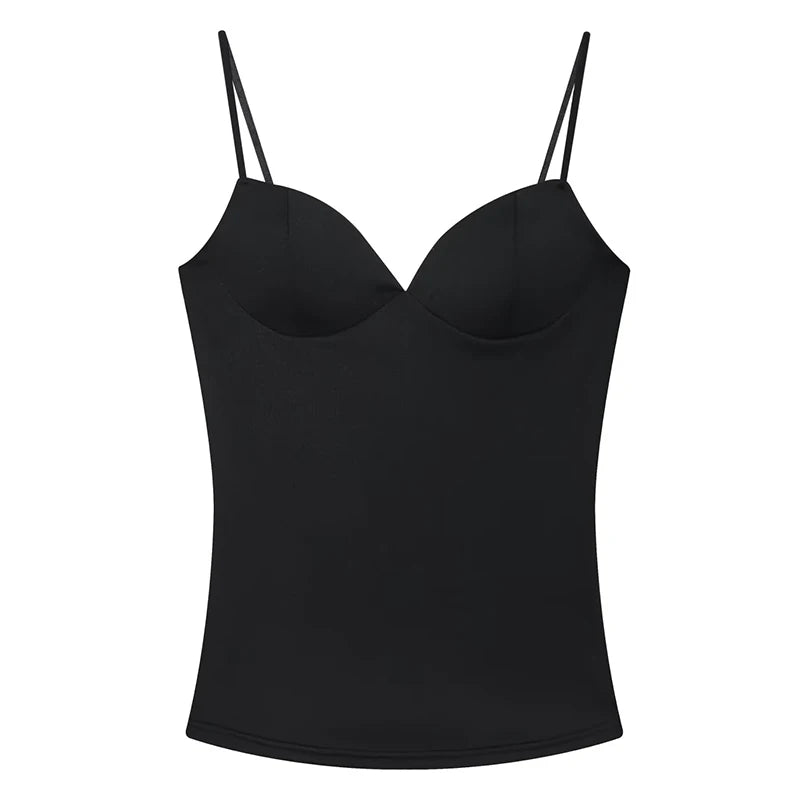 HXAO Sleeveless Crop Tops For Woman Corset Camisole Brown Top Women Bodycon Backless Sexy Tops With Straps Bustier Tank Tops - Matrix-studios.com
