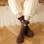 Cute Bear Winter Socks Women's Thickened Plush Warm Comfortable Sleeping Sock Cute Cartoon Lovely Floor Socks Mid Tube Socks - Matrix Studios