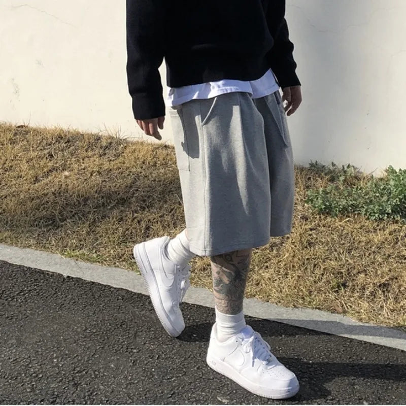 Men's Summer Quick-Dry Loose Workout Shorts Streetwear Hip-Hop Gym Fitness Elastic Waist Casual Short Pants for Running Training