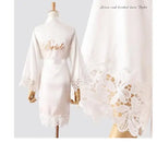 Summer Lace Sleepwear Bride&Bridemaid Wedding Robe Gown Solid Embroidery Kimono Bathrobe Women Casual Home Night Dress M L Xl - Matrix-studios.com