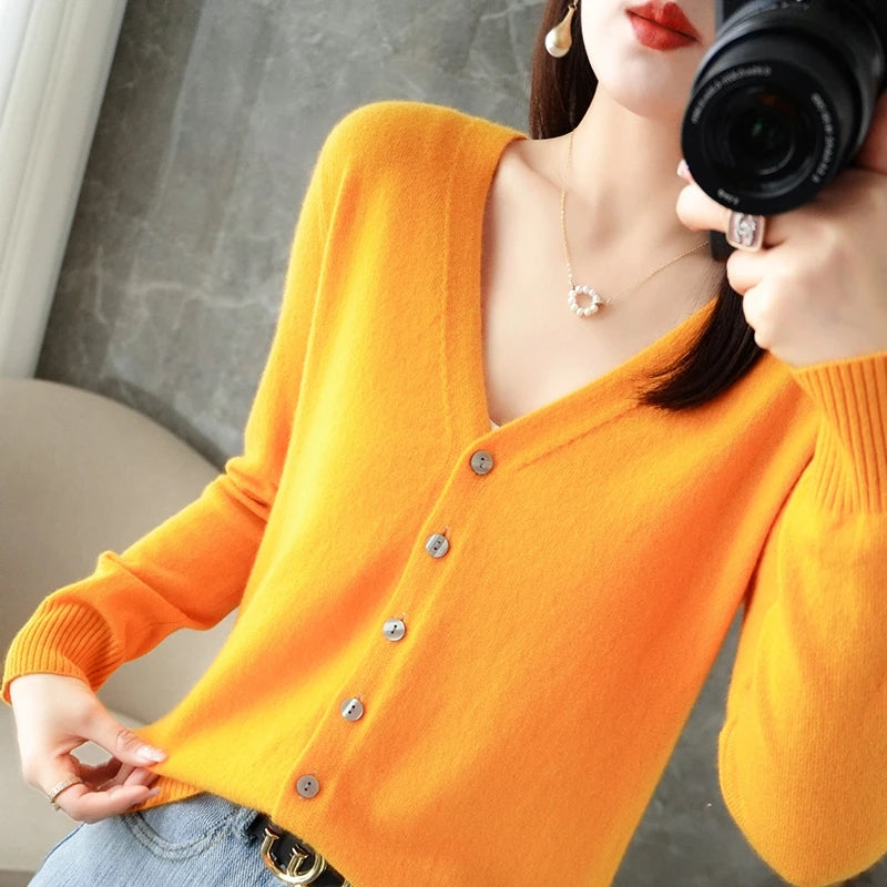 2026 New V-Neck Temperament Small Fragrant Wind Women Loose Sweater Coat Special Offer Cardigan ZHI D035 - Matrix Studios