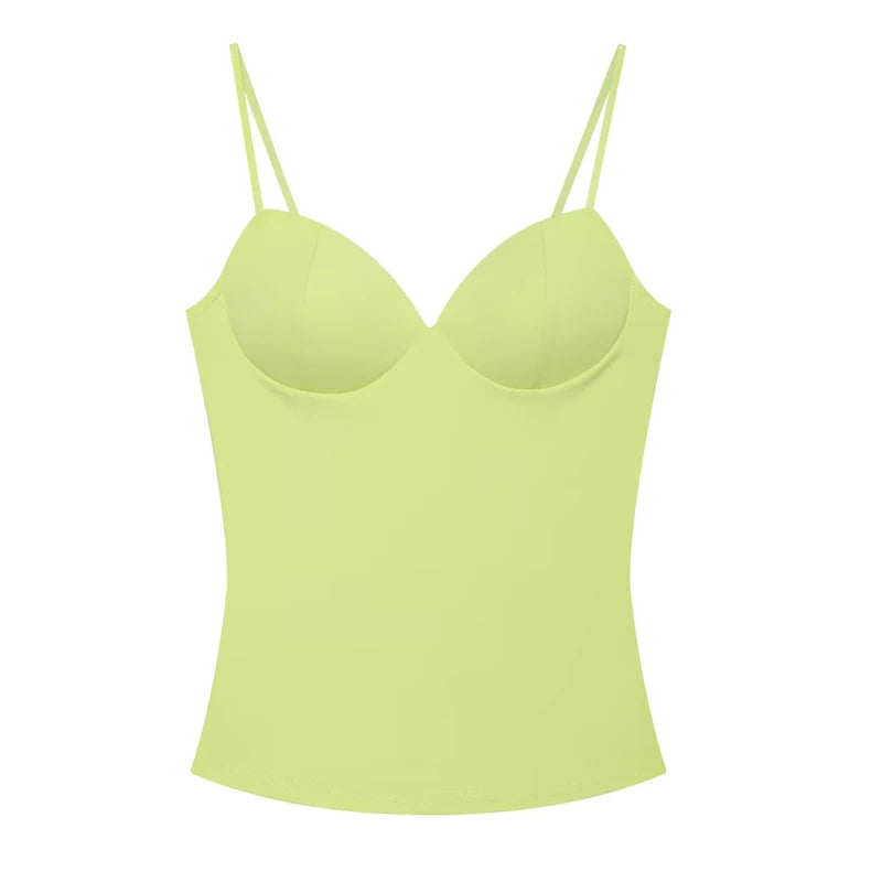 HXAO Sleeveless Crop Tops For Woman Corset Camisole Brown Top Women Bodycon Backless Sexy Tops With Straps Bustier Tank Tops - Matrix-studios.com