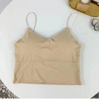 1pc Women Sexy Solid Color Camisole Ice Silk Tube Seamless Sports Tank Top Wireless Underwear Padded Bra Bralette Vest - Matrix-studios.com