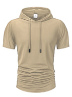 Summer Men's Hooded Sweatwear Casual Short Sleeve Loose T-shirt Solid Color Lightweight Hoodie Fitness Breathable Tops - Matrix Studios
