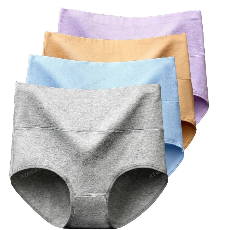 4Pcs Cotton Panties Women High Waist Underwear Body Slim Abdominal Shapers Plus Size Panties Briefs Girls Sexy Lingeries Female - Matrix Studios