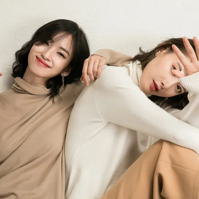 Autumn Winter Sweater Turtleneck Slim Fit Basic Pullovers 2025 Fashion Korean Knit Tops Bottoming Womens Sweater Stretch Jumpers - Matrix Studios