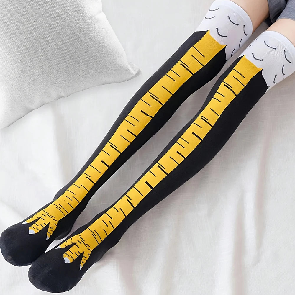 1/2/5/10 Pairs Women Knee High Socks Trendy Cartoon Funny Chicken Claw Socks Fitness Sport Casual Slim Leg Long Tube Socks Women - Matrix Studios