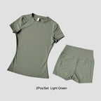 Sports Sets Fitness Hip-lifting Tight Top Short Sleeve Running Workout Gym Shorts Tracksuits For Women Breathable Sports Suits - Matrix-studios.com