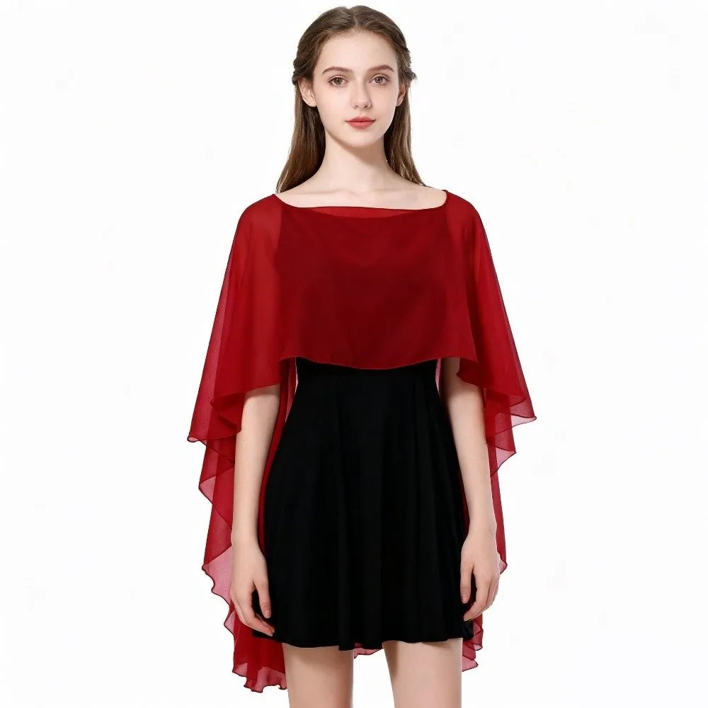 Solid Color Loose Fit Chiffon Cover Up Transparent Cloak Sheer Shawl Top Bohemian Elegant Chiffon Sunscreen Outerwear Party - Matrix Studios