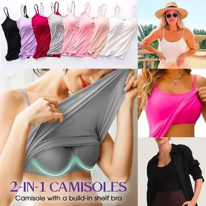 Cami Bra – Women's Camisole With Built In Padded Bra Vest Dropshipping As Seen on Tiktok Pink Top For Women Pajamas Home Wear - Matrix-studios.com