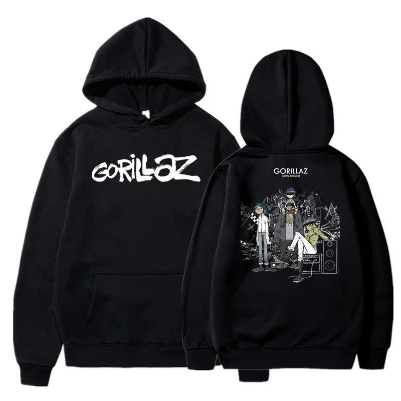 The Autumn and Winter Pullovers Long Sleeve Loose Soft Sweatshirt Streetwear Coat Gorillaz Printing Women and Men Hoode - Matrix Studios